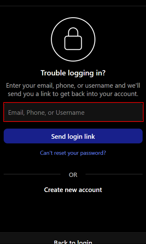 Reset Password Instagram Website