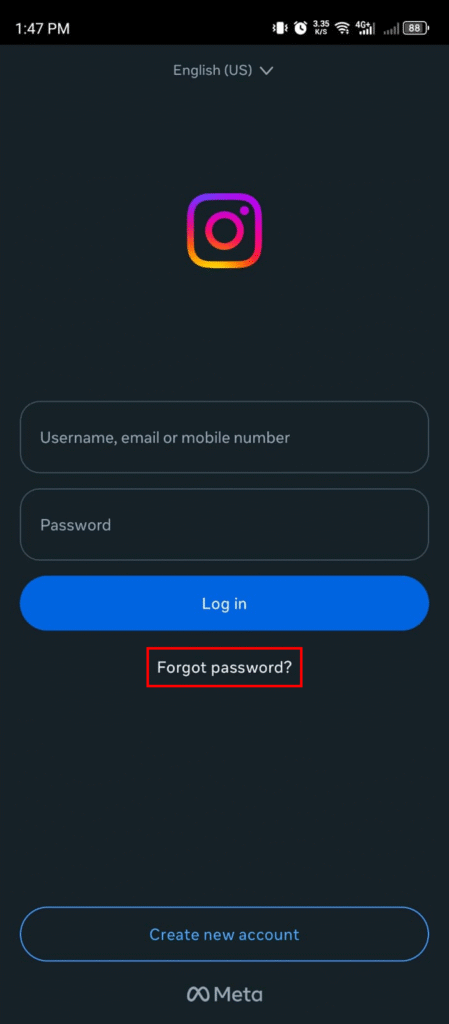 Reset Password Instagram Mobile