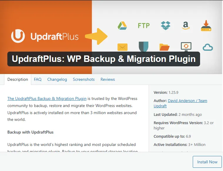 plugin UpdraftPlus