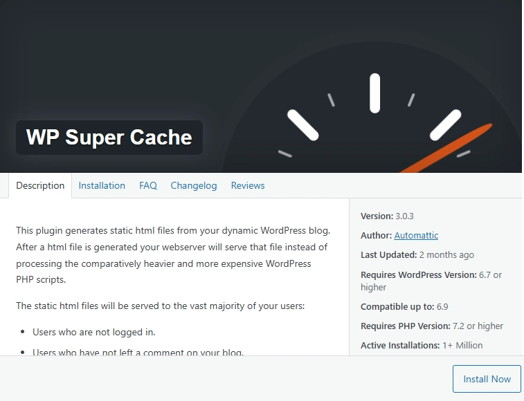 plugin WP Super Cache