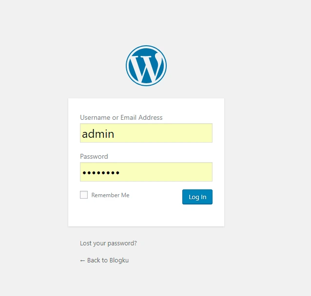 Login wordpress localhost