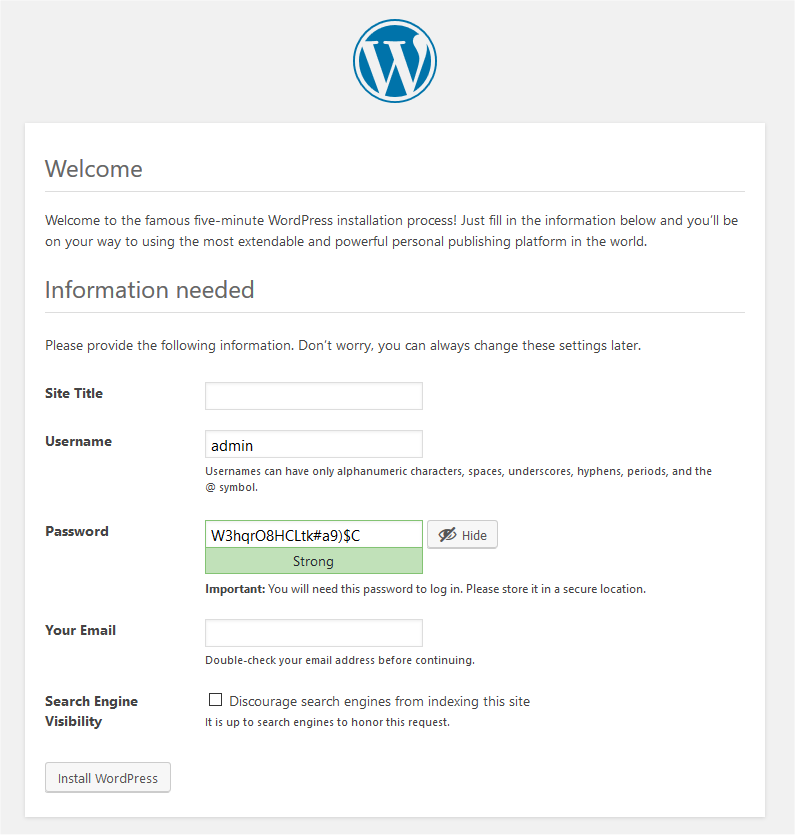 install wordpress