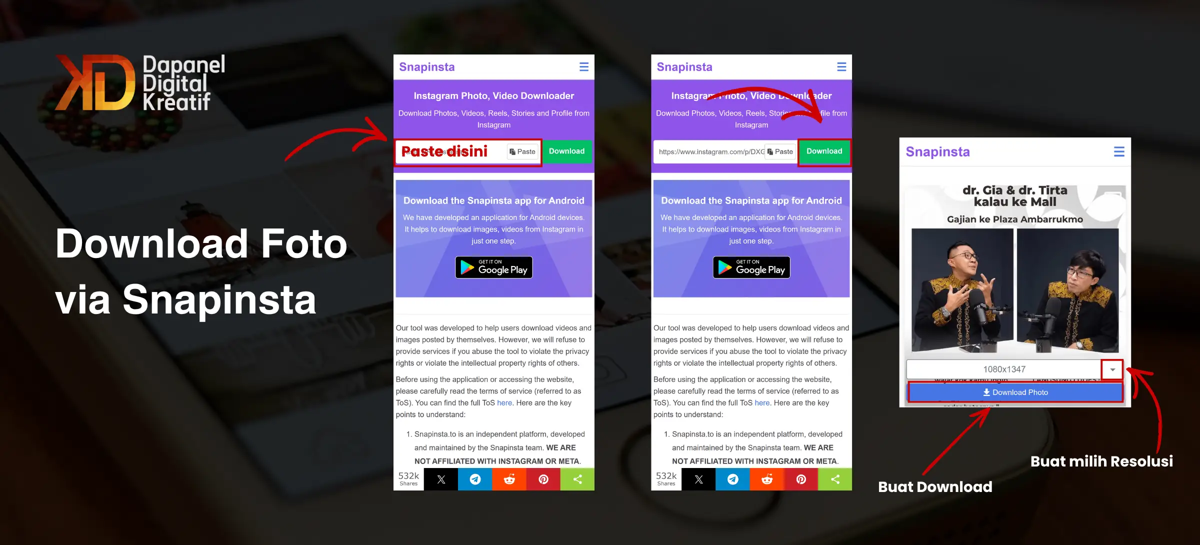 Cara download foto instagram via Snapinsta