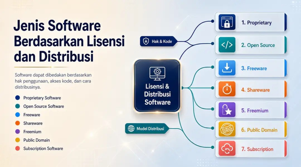 Jenis Software Berdasarkan Lisensi dan Distribusi