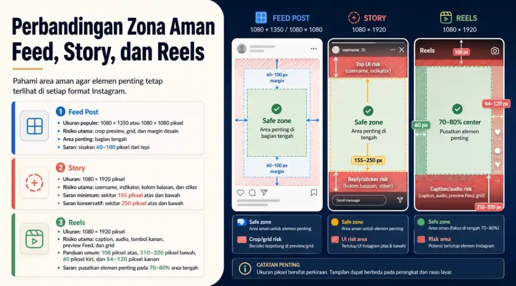 Perbandingan Zona Aman Feed, Story, dan Reels