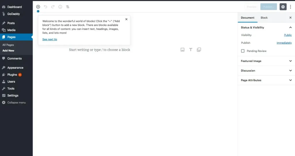 Page WordPress