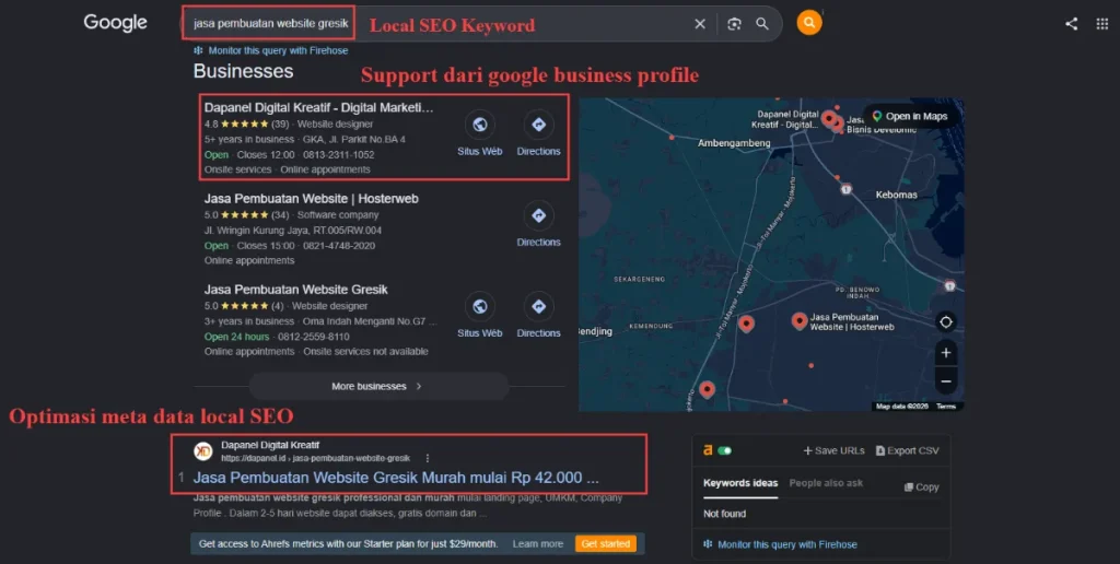 Contoh penerapa local SEO dapanel